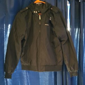 Members Only Black Hooded Windbreaker Jacket